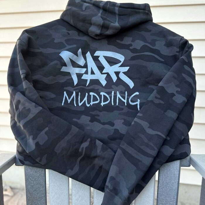 far mudding camo hoodie back